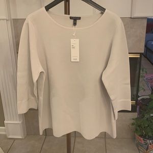 NWT EILEEN FISHER BATEAU NECK BOX TOP SIZE XL BONE COLOR